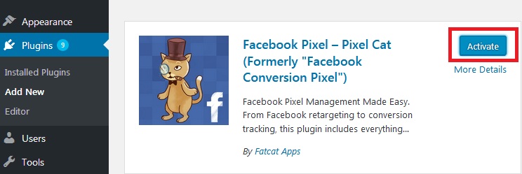 activate fb pixel plugin