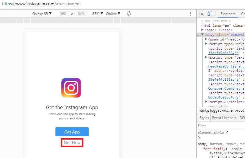 login to instagram from pc