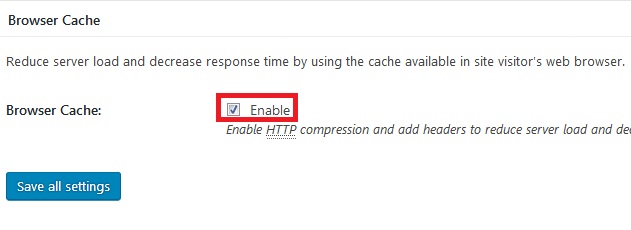 enable browser cache in w3 total cache