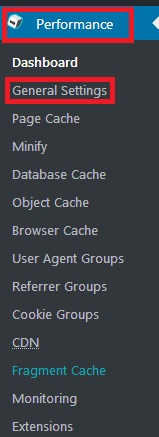 configure general settings for w3 total cache plugin in wordpress