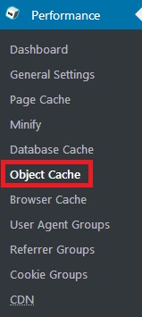 settings for object cache in w3 total cache