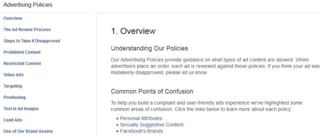 check compliancy with facebook ads policies