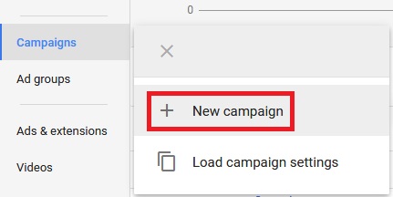 create new campaign for youtube ads