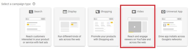 choose video campaign in google adwords