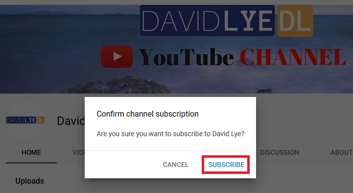 dialog box to invite people become your Youtube subscribers