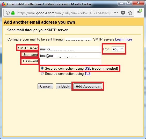 setting up stmp of domain name email in gmail