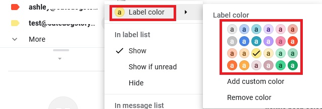choose the color label for your company email in gmail