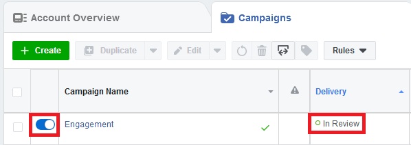 how to turn off your facebook ads in review stage