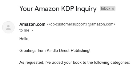 Your Book Is Updated With Least Competitive Categories By Amazon KDP Support Team