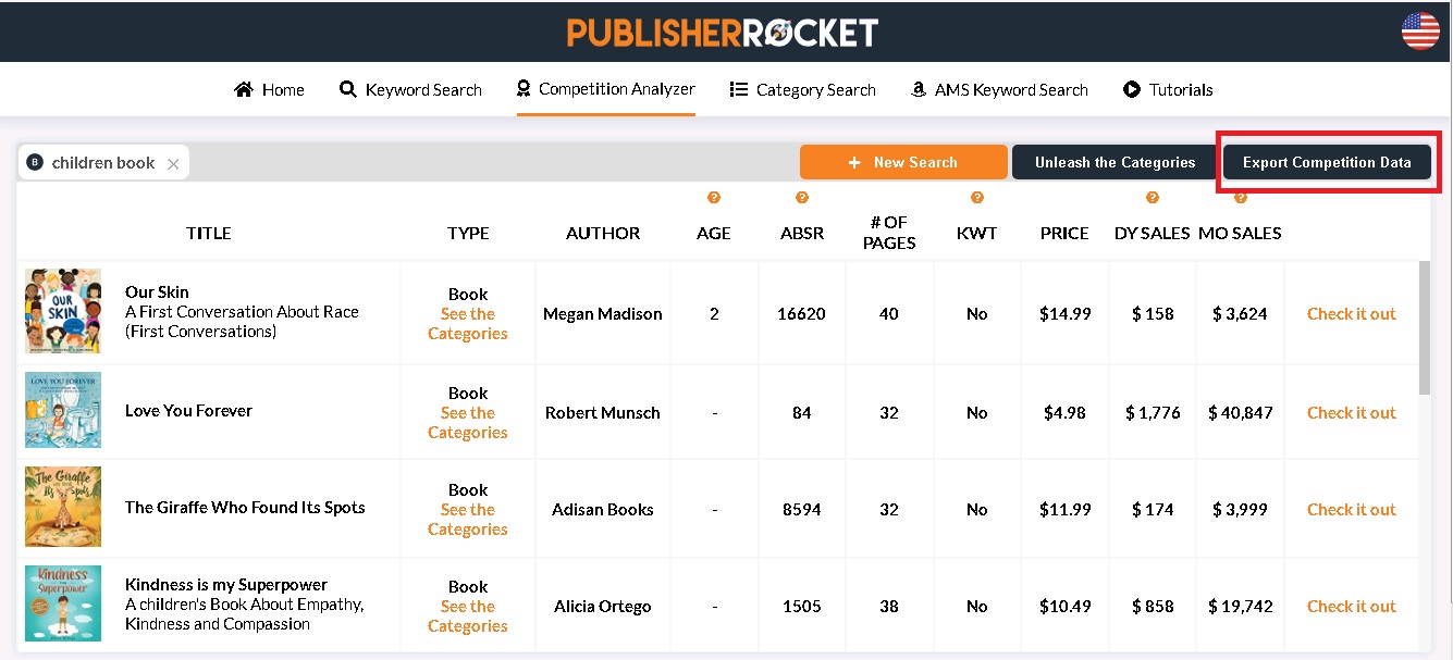 Guide On Download Competition Research Results To Excel With Publisher Rocket